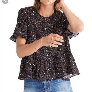 Madewell Ruffle Hem Top Starry Night - Size Small